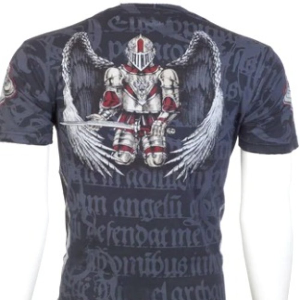 AFFLICTION Mens Short Sleeve KNIGHTHOOD Crewneck T-Shirt (Black)